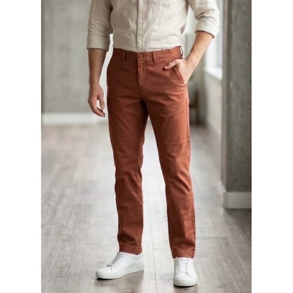 Banana Republic Mens Slim Fit Chino Pants Rust Orange Burnt Sienna 31x30